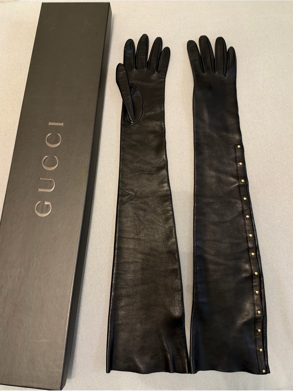 Vintage Gucci leather super long gloves